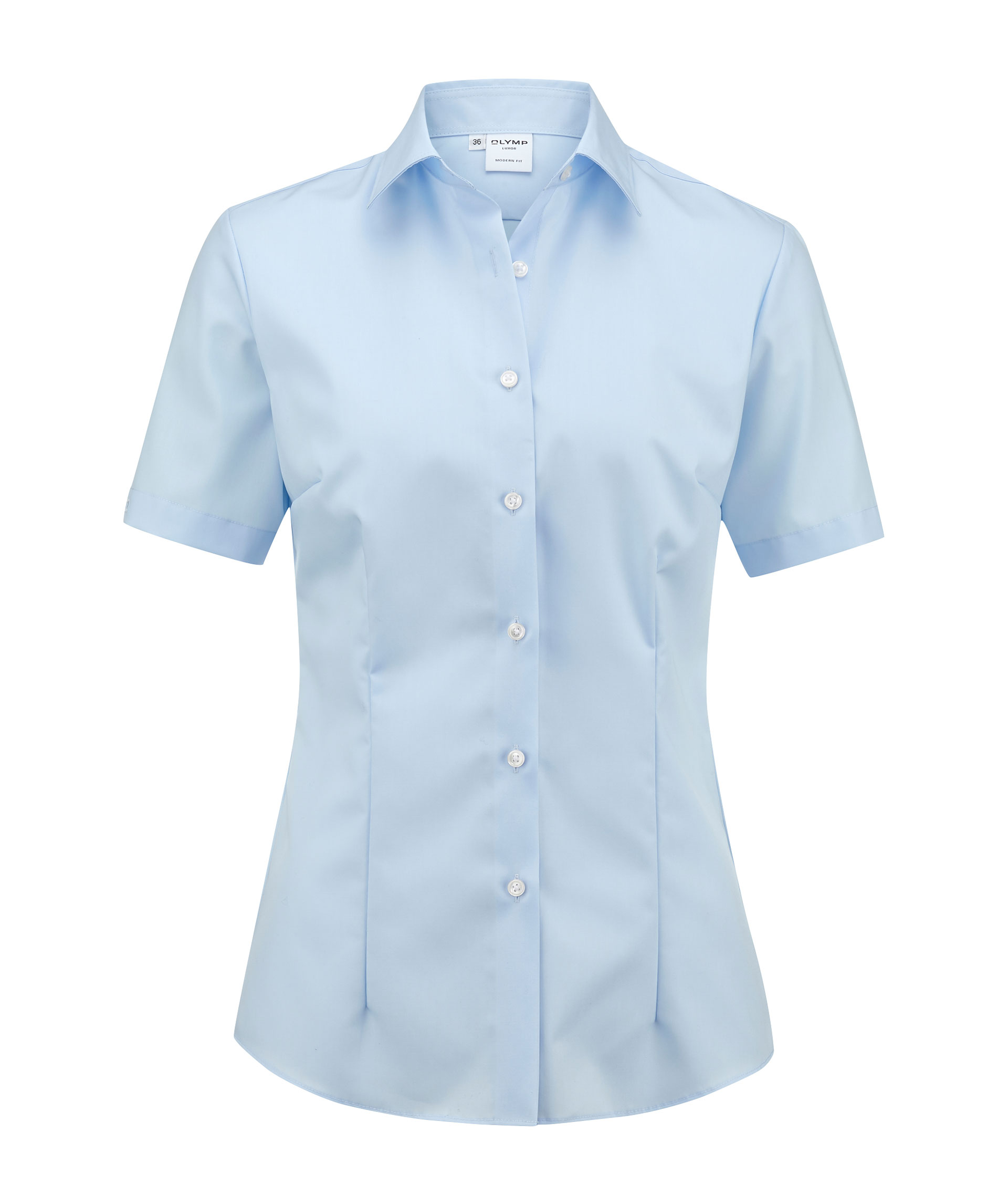 Bluse OLYMP Luxor modern fit, skyblue, Popeline, Kurzarm