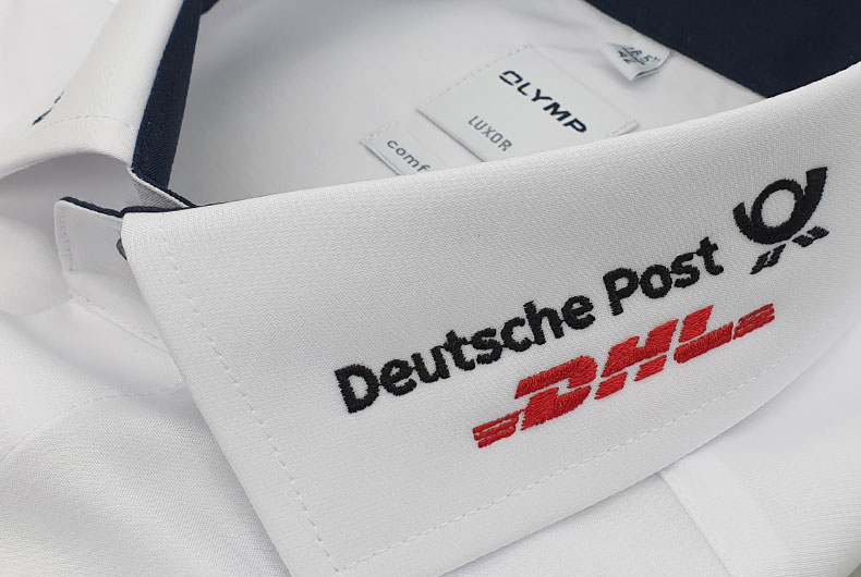 Hemdkragen bestickt Deutsche Post DHL Logo