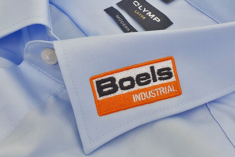 Hemd, skyblue, mit Boels INDUSTRIAL Logo am Kragen