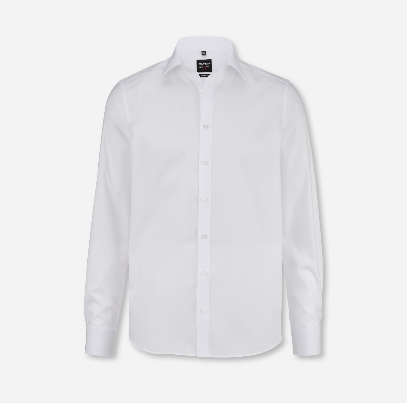 Langarm-Hemd OLYMP Level Five body mit Logo besticken weiß fit